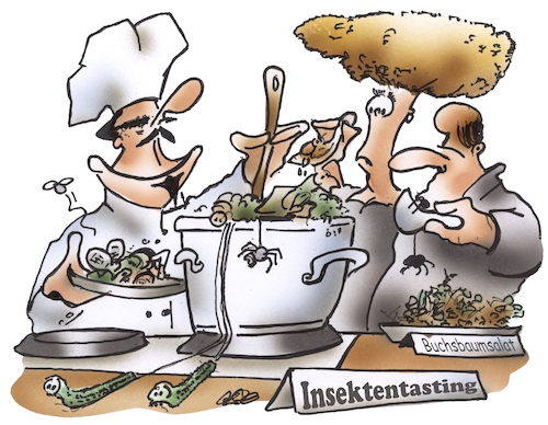 Cartoon: Madentasting (medium) by HSB-Cartoon tagged made,madentasting,insekten,insektenessen,küche,koch,ekel,food,proteine,bioökonomie,vitamine,kochen,testesser,tasting,probierenraupen,käfer,eiweißgehalt,spinnen,geschmack,made,madentasting,insekten,insektenessen,küche,koch,ekel,food,proteine,bioökonomie,vitamine,kochen,testesser,tasting,probierenraupen,käfer,eiweißgehalt,spinnen,geschmack