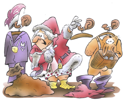 Cartoon: Nikolaus (medium) by HSB-Cartoon tagged nikolaus,santaclaus,weihnachten,bescherung,osterhase,nikolaus,weihnachten,bescherung,osterhase,feiertag,kultur,tradition,hasen,tier,tiere,verkleiden,umziehen,umkleidekabine,stress