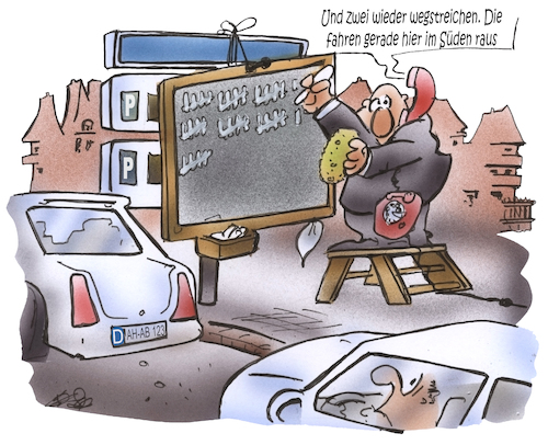 Cartoon: Parkleitsystem (medium) by HSB-Cartoon tagged parkleitsystem,parken,parkplatz,parkraum,innenstadt,verkehrsleitsystem,manuell,parkhaus,tiefgarage,ordnungsamt,verkehrsregelung,parkplatzordnung,parkfläche,parkgebühr,cartoon,karikatur,außenparkplatz,garage,parkkarte,verkehrsreglung,auto,autofahrer,parkleitsystem,parken,parkplatz,parkraum,innenstadt,verkehrsleitsystem,manuell,parkhaus,tiefgarage,ordnungsamt,verkehrsregelung,parkplatzordnung,parkfläche,parkgebühr,cartoon,karikatur,außenparkplatz,garage,parkkarte,verkehrsreglung,auto,autofahrer