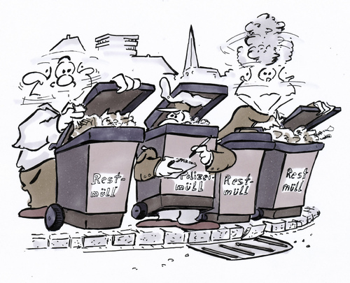 Cartoon: rubbish control (medium) by HSB-Cartoon tagged rubbish,garbage,refuse,bin,müll,mülleimer,police,polizei,abfall,cartoon,karikatur,caricature,müll,abfall,bsr