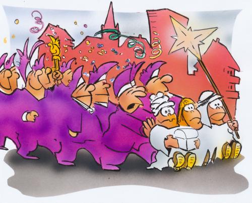 Cartoon: Sternsinger meets Karneval (medium) by HSB-Cartoon tagged sternsinger,karneval,weihnacht,bräuche,sitten,sternsinger,karneval,weihnacht,bräuche,sitten,weihnachten,traditino,kultur,köln,drei könige,drei,könige