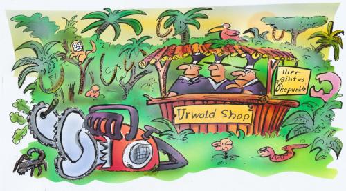 Cartoon: Urwald (medium) by HSB-Cartoon tagged regenwald,urwald,entwicklungshilfe,industrieland
