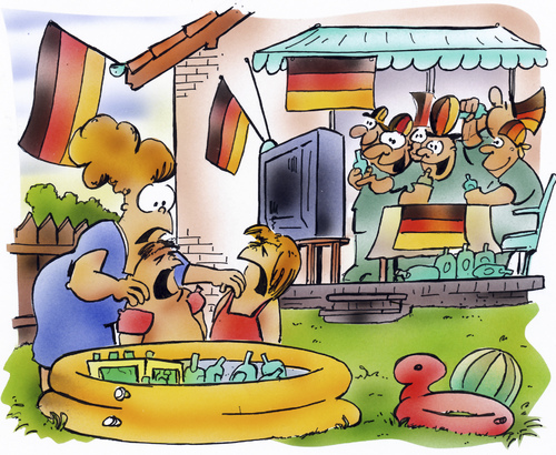 Cartoon: WM daheim (medium) by HSB-Cartoon tagged wm,wm2010,worldchampionship,tv,fernseh,fernsehübertragung,fan,deutschland,germany,südafrika,argentinien,pool,swimmingpool,garten,endspiel,kinder,eltern,vater,mutter,sommer,getränke,bier,airbrush,cartoon,karikatur,wm,wm2010,fernseher,tv,fernseherübertragung,fan,südafrika,deutschland,fans,weltmeisterschaft,fußball