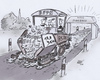 Cartoon: Teergeldmaschine (small) by HSB-Cartoon tagged konjunkturprogramm,strassenbau,tiefbau,teermaschine,politik,wirtschaft,maschinen