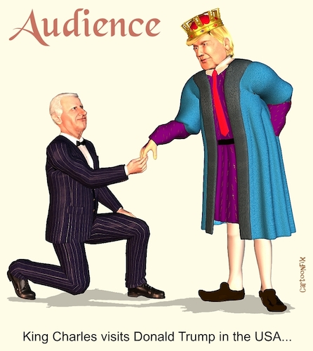 Cartoon: Audience (medium) by Cartoonfix tagged king,charles,visits,donald,trump,in,the,usa