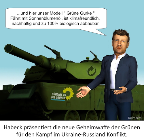 Cartoon: Die Grüne Gurke (medium) by Cartoonfix tagged habeck,waffenlieferung,ukraine,russlad,konflikt