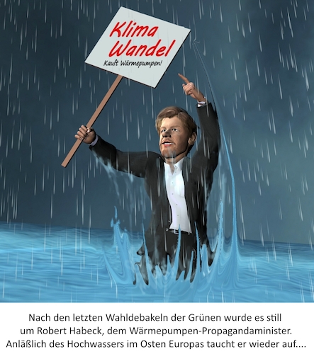 Cartoon: Habeck taucht auf ... (medium) by Cartoonfix tagged habeck,wirtschaftsminister,klima,wandel,wärmepumpen,hochwasse,hitzewelle