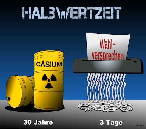 Cartoon: Halbwertzeit (medium) by Cartoonfix tagged halbwertzeit,wahlversprechen,ampelkoalition,politiker