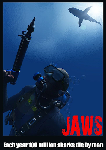 Cartoon: JAWS (medium) by Cartoonfix tagged jaws,haie,tauchsport,jagd,auf