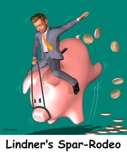 Cartoon: Lindners Spar-Rodeo (medium) by Cartoonfix tagged bundesfinanzminister,christian,lindner,sparkurs,ampelkoalition