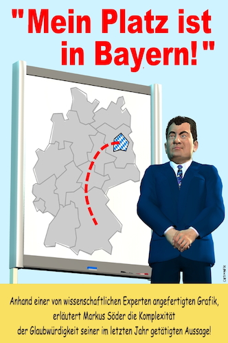 Cartoon: Mein Platz ist in Bayern... (medium) by Cartoonfix tagged söder,aussage,2020,zur,kanzlerkandidatur,2021