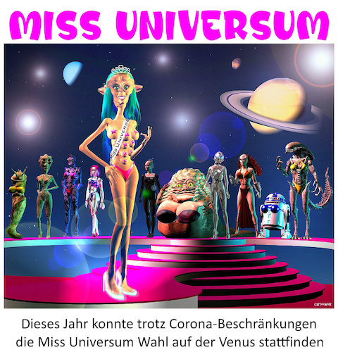 Cartoon: Miss Universum (medium) by Cartoonfix tagged miss,universum,corona,maßnahmen,beschränkung