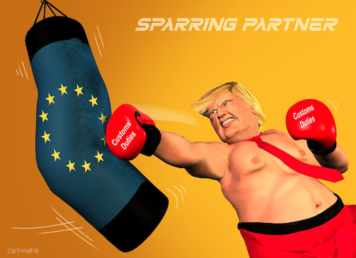 Cartoon: Sparring Partner (medium) by Cartoonfix tagged trump,straf,zölle,eu
