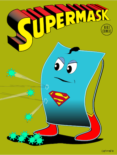 Cartoon: SUPERMASK (medium) by Cartoonfix tagged maskenpflicht,rki,corona,pandemie,maßnahmen