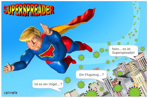 Cartoon: SUPERSPREADER (medium) by Cartoonfix tagged trump,wahhlen,corona,virus,pandemie