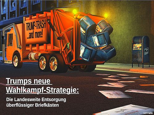 Cartoon: Trumps neue Wahlkampfstrategie (medium) by Cartoonfix tagged trump,wahlkampf,strategie,2020
