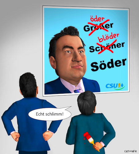 Cartoon: Das Wahlplakat (medium) by Cartoonfix tagged söder,laschet,cdu,bundestagswahlen,2021wahlplakat