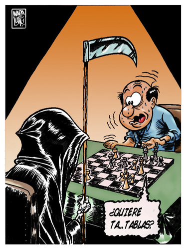 Cartoon: La partida de su vida (medium) by Wadalupe tagged ajedrez,dibujo,humor