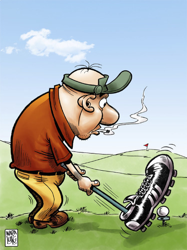 Cartoon: un chute de golf (medium) by Wadalupe tagged golf,deporte,futbol,green,pat,partido,hoyos,handicap