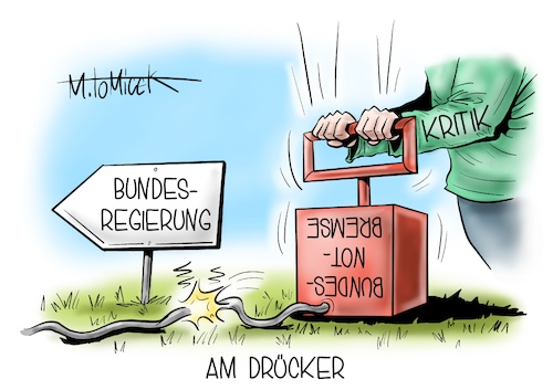 Cartoon: Am Drücker (medium) by Mirco Tomicek tagged bundes,notbremse,bundesnotbremse,not,bremse,kritik,regierung,bundesrat,bundesregierung,infektionsschutzgesetz,infektion,schutzgesetz,gesetz,corona,covid19,virus,deutschland,ausgangssperre,ausgangssperren,ausgang,sperre,maßnahmen,lockdown,shutdown,cartoon,karikatur,pressekarikatur,mirco,tomicek,bundes,notbremse,bundesnotbremse,not,bremse,kritik,regierung,bundesrat,bundesregierung,infektionsschutzgesetz,infektion,schutzgesetz,gesetz,corona,covid19,virus,deutschland,ausgangssperre,ausgangssperren,ausgang,sperre,maßnahmen,lockdown,shutdown,cartoon,karikatur,pressekarikatur,mirco,tomicek