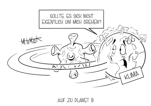 Cartoon: Auf zu Planet B (medium) by Mirco Tomicek tagged fridays,for,future,friday,klima,klimaschutz,schutz,demonstration,demonstrieren,demos,proteste,protest,fahrraddemo,fahrrad,rad,berlin,deutschland,umwelt,umweltschutz,planet,erde,corona,zwangspause,pause,covid19,karikatur,cartoon,mirco,tomicek,fridays,for,future,friday,klima,klimaschutz,schutz,demonstration,demonstrieren,demos,proteste,protest,fahrraddemo,fahrrad,rad,berlin,deutschland,umwelt,umweltschutz,planet,erde,corona,zwangspause,pause,covid19,karikatur,cartoon,mirco,tomicek