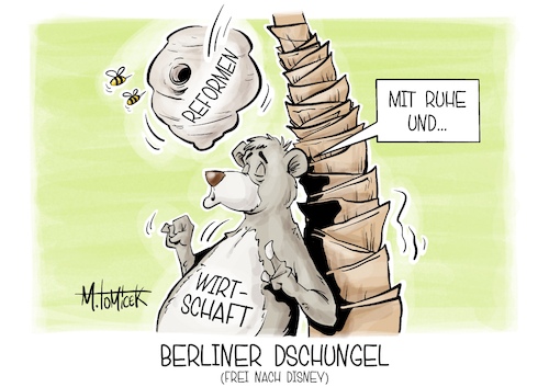 Cartoon: Berliner Dschungel (medium) by Mirco Tomicek tagged wirtschaftstag,wirtschaftsrat,cdu,reformen,reformpolitik,koalition,regierung,wirtschaft,reform,reiche,wirtschaftsministerin,disney,dschungelbuch,berlin,karikatur,cartoon,pressekarikatur,mirco,tomicek,wirtschaftstag,wirtschaftsrat,cdu,reformen,reformpolitik,koalition,regierung,wirtschaft,reform,reiche,wirtschaftsministerin,disney,dschungelbuch,berlin,karikatur,cartoon,pressekarikatur,mirco,tomicek