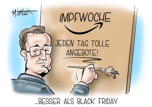 Cartoon: ...besser als Black Friday (medium) by Mirco Tomicek tagged bundesweite,impfwoche,impfungen,impfung,impfstrategie,woche,impfstoff,geimpft,bus,bahn,bürger,jens,spahn,gesundheit,corona,pandemie,bekämpfung,impfaktionswoche,cartoon,karikatur,pressekarikatur,mirco,tomicek,bundesweite,impfwoche,impfungen,impfung,impfstrategie,woche,impfstoff,geimpft,bus,bahn,bürger,jens,spahn,gesundheit,corona,pandemie,bekämpfung,impfaktionswoche,cartoon,karikatur,pressekarikatur,mirco,tomicek