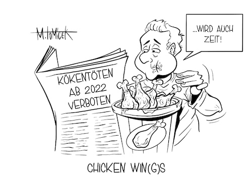 Cartoon: Chicken wins (medium) by Mirco Tomicek tagged julia,klöckner,bundesagrarministerin,cdu,küken,kückentöten,legehennenzucht,henne,hühner,hennenzucht,zucht,legebatterien,kückenschreddern,schreddern,vergasen,töten,eier,ei,geschlecht,erkennen,umwelt,tier,tiere,tierschutz,schutz,umweltschutz,viehhandel,essen,nahrung,chicken,cartoon,karikatur,mirco,tomicek,julia,klöckner,bundesagrarministerin,cdu,küken,kückentöten,legehennenzucht,henne,hühner,hennenzucht,zucht,legebatterien,kückenschreddern,schreddern,vergasen,töten,eier,ei,geschlecht,erkennen,umwelt,tier,tiere,tierschutz,schutz,umweltschutz,viehhandel,essen,nahrung,chicken,cartoon,karikatur,mirco,tomicek