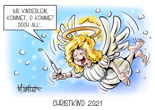 Cartoon: Christkind 2021 (medium) by Mirco Tomicek tagged eu,impfstoff,kinderimpfstoff,impfstoffe,kinder,kind,schüler,schülerinnen,biontech,pfizer,jens,spahn,gesundheit,gesundheitsminister,europa,geimpft,geimpfte,2g,plus,3g,weihnachten,weihnachtsmann,christkind,adventszeit,weihnachtsstimmung,engel,karikatur,pressekarikatur,cartoon,mirco,tomicek,eu,impfstoff,kinderimpfstoff,impfstoffe,kinder,kind,schüler,schülerinnen,biontech,pfizer,jens,spahn,gesundheit,gesundheitsminister,europa,geimpft,geimpfte,2g,plus,3g,weihnachten,weihnachtsmann,christkind,adventszeit,weihnachtsstimmung,engel,karikatur,pressekarikatur,cartoon,mirco,tomicek