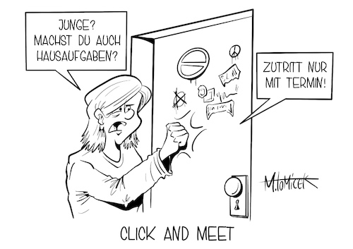 Cartoon: Click and Meet (medium) by Mirco Tomicek tagged corona,covid19,lockdown,shutdown,lockerung,lockerungen,offen,geöffnet,öffnung,öffnungen,beschluss,beschlüsse,click,and,meet,collect,angela,merkel,zu,hause,homework,homeoffice,office,homeschooling,schule,präsenzunterricht,unterricht,schüler,schulen,eltern,erziehung,pandemie,virus,viren,impfstoff,impfungen,öffnungsstrategie,einzelhandel,handel,geschäfte,geschäft,laden,shop,einkaufen,kaufen,shopping,cartoon,karikatur,pressekarikatur,mirco,tomicek,corona,covid19,lockdown,shutdown,lockerung,lockerungen,offen,geöffnet,öffnung,öffnungen,beschluss,beschlüsse,click,and,meet,collect,angela,merkel,zu,hause,homework,homeoffice,office,homeschooling,schule,präsenzunterricht,unterricht,schüler,schulen,eltern,erziehung,pandemie,virus,viren,impfstoff,impfungen,öffnungsstrategie,einzelhandel,handel,geschäfte,geschäft,laden,shop,einkaufen,kaufen,shopping,cartoon,karikatur,pressekarikatur,mirco,tomicek