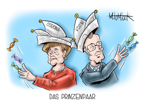 Cartoon: Das Prinzenpaar (medium) by Mirco Tomicek tagged corona,covid19,beschlüsse,gipfel,coronagipfel,infektionszahlen,zahlen,inzidenz,inzidenzwert,wert,ansteckung,virus,viren,pandemie,lockdown,shutdown,angela,merkel,jens,spahn,politik,prinzenpaar,prinz,karneval,rosenmontag,rosenmontagsumzug,umzug,köln,helau,cartoon,karikatur,pressekarikatur,mirco,tomicek,corona,covid19,beschlüsse,gipfel,coronagipfel,infektionszahlen,zahlen,inzidenz,inzidenzwert,wert,ansteckung,virus,viren,pandemie,lockdown,shutdown,angela,merkel,jens,spahn,politik,prinzenpaar,prinz,karneval,rosenmontag,rosenmontagsumzug,umzug,köln,helau,cartoon,karikatur,pressekarikatur,mirco,tomicek