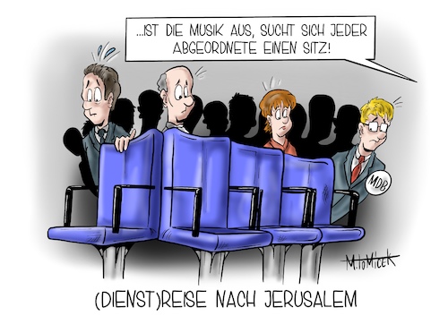 Cartoon: Dienstreise nach Jerusalem (medium) by Mirco Tomicek tagged reform,parlament,mitglieder,mitglied,mitgliederzahlen,sitze,abgeordnete,bundestag,bund,parlamentarier,wahlkreise,wahlrechtsreform,koalition,koalitionsausschuss,stühle,sitz,union,spd,cdu,karikatur,cartoon,mirco,tomicek,reform,parlament,mitglieder,mitglied,mitgliederzahlen,sitze,abgeordnete,bundestag,bund,parlamentarier,wahlkreise,wahlrechtsreform,koalition,koalitionsausschuss,stühle,sitz,union,spd,cdu,karikatur,cartoon,mirco,tomicek