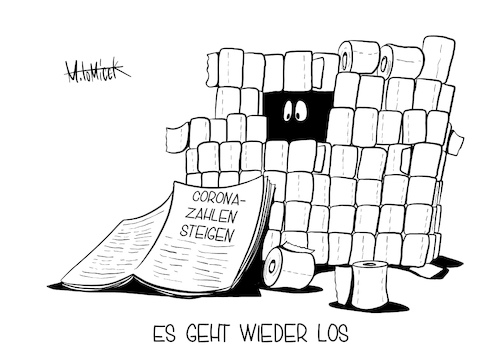 Cartoon: Es geht wieder los (medium) by Mirco Tomicek tagged rki,verbreitung,gesundheitsminister,spahn,besorg,neuinfektion,infektion,anstieg,sprunghaft,virus,corona,covid19,viren,infiziert,patienten,klopapier,toilettenpapier,welle,karikatur,pressekarikatur,cartoon,mirco,tomicek,rki,verbreitung,gesundheitsminister,spahn,besorg,neuinfektion,infektion,anstieg,sprunghaft,virus,corona,covid19,viren,infiziert,patienten,klopapier,toilettenpapier,welle,karikatur,pressekarikatur,cartoon,mirco,tomicek