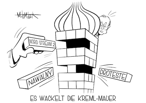 Cartoon: Es wackelt die Kreml-Mauer (medium) by Mirco Tomicek tagged wladimir,putin,kreml,moskau,nord,stream,gestoppt,stoppt,alexej,nawalny,vergiftung,verhaftung,haft,demonstranten,demos,proteste,protest,polizei,gewalt,polizeigewalt,russland,russische,ostsee,pipeline,freiheit,cartoon,karikatur,pressekarikatur,mirco,tomicek,wladimir,putin,kreml,moskau,nord,stream,gestoppt,stoppt,alexej,nawalny,vergiftung,verhaftung,haft,demonstranten,demos,proteste,protest,polizei,gewalt,polizeigewalt,russland,russische,ostsee,pipeline,freiheit,cartoon,karikatur,pressekarikatur,mirco,tomicek