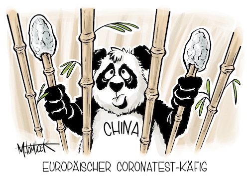 Cartoon: Europäischer Coronatest-Käfig (medium) by Mirco Tomicek tagged eu,europa,china,corona,coronavirus,covid,einreise,einreistetest,testpflicht,test,coronatest,testen,covidtest,ausreise,reisende,reise,diskussion,cartoon,karikatur,pressekarikatur,mirco,tomicek,eu,europa,china,corona,coronavirus,covid,einreise,einreistetest,testpflicht,test,coronatest,testen,covidtest,ausreise,reisende,reise,diskussion,cartoon,karikatur,pressekarikatur,mirco,tomicek