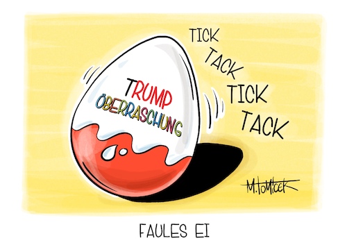 Cartoon: Faules Ei (medium) by Mirco Tomicek tagged usa,us,präsident,donald,trump,amerika,no,kings,demos,demonstrationen,demonstration,iran,krieg,irankrieg,öl,einsatz,militär,bodentruppen,überraschungsei,ei,ostern,ostereier,karikatur,pressekarikatur,cartoon,mirco,tomicek,usa,us,präsident,donald,trump,amerika,no,kings,demos,demonstrationen,demonstration,iran,krieg,irankrieg,öl,einsatz,militär,bodentruppen,überraschungsei,ei,ostern,ostereier,karikatur,pressekarikatur,cartoon,mirco,tomicek