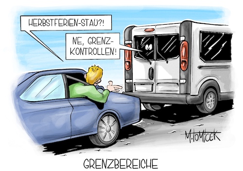 Cartoon: Grenzbereich (medium) by Mirco Tomicek tagged eu,asylreform,reform,asyl,asylpolitik,politik,grenzen,grenzbereich,grenzkontrolle,kontrollen,grenze,grenzkontrollen,flüchtlinge,flucht,migration,herbstferien,stau,ferien,feiertag,brückentag,karikatur,pressekarikatur,cartoon,mirco,tomicek,eu,asylreform,reform,asyl,asylpolitik,politik,grenzen,grenzbereich,grenzkontrolle,kontrollen,grenze,grenzkontrollen,flüchtlinge,flucht,migration,herbstferien,stau,ferien,feiertag,brückentag,karikatur,pressekarikatur,cartoon,mirco,tomicek