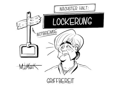 Cartoon: Griffbereit (medium) by Mirco Tomicek tagged angela,merkel,kanzlerin,länder,bundesländer,entwurf,stufenplan,lockdown,shutdown,lockerung,lockern,lockerungen,gelockert,öffnen,öffnung,öffnungen,notbremse,not,bremse,inzidenzwert,inzidenz,100,gipfel,coronagipfel,corona,covid19,ländergipfel,virus,viren,pandemie,treffen,beschlussvorlage,vorlage,beschluss,stufen,haushalt,infektion,infektionszahl,infektionszahlen,lockerungsbeschlüsse,fallzahlen,plan,cartoon,karikatur,pressekarikatur,mirco,tomicek,angela,merkel,kanzlerin,länder,bundesländer,entwurf,stufenplan,lockdown,shutdown,lockerung,lockern,lockerungen,gelockert,öffnen,öffnung,öffnungen,notbremse,not,bremse,inzidenzwert,inzidenz,100,gipfel,coronagipfel,corona,covid19,ländergipfel,virus,viren,pandemie,treffen,beschlussvorlage,vorlage,beschluss,stufen,haushalt,infektion,infektionszahl,infektionszahlen,lockerungsbeschlüsse,fallzahlen,plan,cartoon,karikatur,pressekarikatur,mirco,tomicek