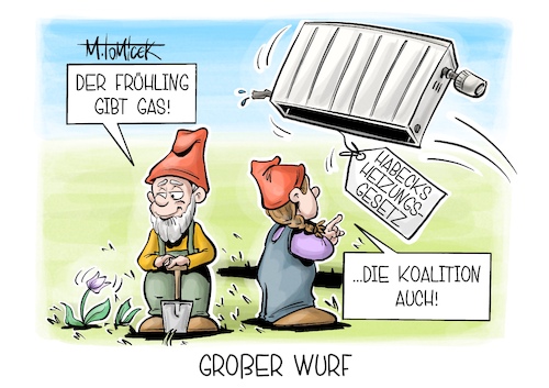 Cartoon: Großer Wurf (medium) by Mirco Tomicek tagged koalition,union,spd,eckpunkte,habecks,heizungsgesetz,heizung,gesetz,wärme,wärmepumpe,gas,öl,klimafreundlich,wechsel,frühling,reform,gebäude,karikatur,cartoon,pressekarikatur,mirco,tomicek,koalition,union,spd,eckpunkte,habecks,heizungsgesetz,heizung,gesetz,wärme,wärmepumpe,gas,öl,klimafreundlich,wechsel,frühling,reform,gebäude,karikatur,cartoon,pressekarikatur,mirco,tomicek