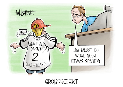 Cartoon: Großprojekt (medium) by Mirco Tomicek tagged rentenpaket,ii,rente,renten,paket,zwei,rentner,rentenzahlung,bundesregierung,ampel,streit,ampelkoalition,arbeit,geld,finanzen,fußball,em,europameisterschaft,trikot,karikatur,cartoon,pressekarikatur,mirco,tomicek,rentenpaket,ii,rente,renten,paket,zwei,rentner,rentenzahlung,bundesregierung,ampel,streit,ampelkoalition,arbeit,geld,finanzen,fußball,em,europameisterschaft,trikot,karikatur,cartoon,pressekarikatur,mirco,tomicek