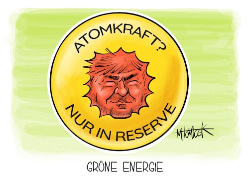 Cartoon: Grüne Energie (medium) by Mirco Tomicek tagged wirtschaftsminister,robert,habeck,grüne,energiekrise,energie,energien,atomkraft,atom,kraftwerk,atomkraftwerk,atomkraftwerke,reserve,reservebetrieb,gas,gaslieferung,russland,cartoon,karikatur,pressekarikatur,mirco,tomicek,wirtschaftsminister,robert,habeck,grüne,energiekrise,energie,energien,atomkraft,atom,kraftwerk,atomkraftwerk,atomkraftwerke,reserve,reservebetrieb,gas,gaslieferung,russland,cartoon,karikatur,pressekarikatur,mirco,tomicek