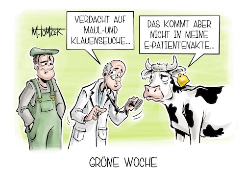 Cartoon: Grüne Woche (medium) by Mirco Tomicek tagged maul,und,klauenseuche,rind,rinder,kuh,kühe,schafe,schaf,grüne,woche,agrar,landwirt,landwirtschaft,bauer,bauern,gesundheit,patienten,patientenakte,akte,digital,elektronisch,lauterbach,karikatur,pressekarikatur,cartoon,mirco,tomicek,maul,und,klauenseuche,rind,rinder,kuh,kühe,schafe,schaf,grüne,woche,agrar,landwirt,landwirtschaft,bauer,bauern,gesundheit,patienten,patientenakte,akte,digital,elektronisch,lauterbach,karikatur,pressekarikatur,cartoon,mirco,tomicek