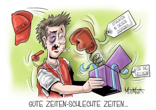 Cartoon: Gute Zeiten - schlechte Zeiten (medium) by Mirco Tomicek tagged verdi,gewerkschaft,streik,streiks,traif,tarifkonflikt,verhandlungen,verhandlungsrunde,öffentlich,öffentlicher,dienst,kita,kindergarten,ärzte,arzthelfer,krankenhaus,corona,covid19,pandemie,helden,cartoon,karikatur,mirco,tomicek,zeiten,verdi,gewerkschaft,streik,streiks,traif,tarifkonflikt,verhandlungen,verhandlungsrunde,öffentlich,öffentlicher,dienst,kita,kindergarten,ärzte,arzthelfer,krankenhaus,corona,covid19,pandemie,helden,cartoon,karikatur,mirco,tomicek