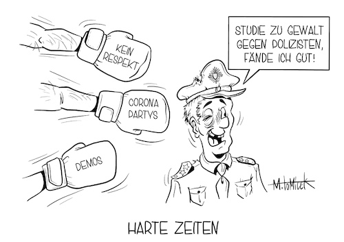 Cartoon: Harte Zeiten (medium) by Mirco Tomicek tagged seehofer,polizei,polizisten,gewalt,gewaltbereitschaft,studie,demos,corona,party,prügelei,beamte,untersuchung,intern,karikatur,cartoon,mirco,tomicek,seehofer,polizei,polizisten,gewalt,gewaltbereitschaft,studie,demos,corona,party,prügelei,beamte,untersuchung,intern,karikatur,cartoon,mirco,tomicek