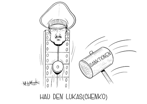 Cartoon: Hau den Lukaschenko (medium) by Mirco Tomicek tagged lukaschenko,belarus,gewalt,demo,demonstrationen,wahlen,eklat,proteste,präsidentschaftswahlen,weiß,russland,weißrussiche,weißrussland,außenminister,eu,sanktionen,konsequenzen,polizeigewalt,cartoon,karikatur,mirco,tomicek,lukaschenko,gewalt,demo,demonstrationen,wahlen,eklat,proteste,präsidentschaftswahlen,weiß,russland,weißrussiche,weißrussland,außenminister,eu,sanktionen,konsequenzen,polizeigewalt,cartoon,karikatur,mirco,tomicek