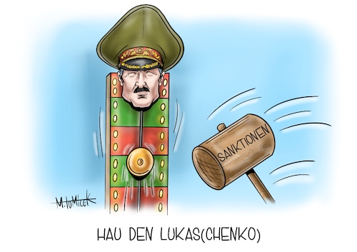 Cartoon: Hau den Lukaschenko (medium) by Mirco Tomicek tagged lukaschenko,belarus,gewalt,demo,demonstrationen,wahlen,eklat,proteste,präsidentschaftswahlen,weiß,russland,weißrussiche,weißrussland,außenminister,eu,sanktionen,konsequenzen,polizeigewalt,cartoon,karikatur,mirco,tomicek,lukaschenko,gewalt,demo,demonstrationen,wahlen,eklat,proteste,präsidentschaftswahlen,weiß,russland,weißrussiche,weißrussland,außenminister,eu,sanktionen,konsequenzen,polizeigewalt,cartoon,karikatur,mirco,tomicek