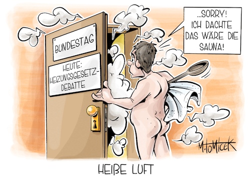 Cartoon: Heiße Luft (medium) by Mirco Tomicek tagged debatte,bundestag,heizungsgesetz,heizung,gesetz,umwelt,umweltschutz,umrüstung,heizungen,heizen,wärmepumpe,fernwärme,ampel,koalition,ampelkoalition,robert,habeck,sommerpause,sommer,pause,ferien,sauna,cartoon,karikatur,pressekarikatur,mirco,tomicek,debatte,bundestag,heizungsgesetz,heizung,gesetz,umwelt,umweltschutz,umrüstung,heizungen,heizen,wärmepumpe,fernwärme,ampel,koalition,ampelkoalition,robert,habeck,sommerpause,sommer,pause,ferien,sauna,cartoon,karikatur,pressekarikatur,mirco,tomicek