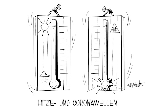 Cartoon: Hitze- und Coronawelle (medium) by Mirco Tomicek tagged hitze,sommer,corona,welle,neuinfektionen,infektionen,steigende,zahlen,zahl,1000,deutschland,fälle,virus,covid19,sonne,rückkehrer,reisende,reiserückkehrer,urlaub,urlauber,risiko,gebiete,flug,test,cartoon,karikatur,mirco,tomicek,hitze,sommer,corona,welle,neuinfektionen,infektionen,steigende,zahlen,zahl,1000,deutschland,fälle,virus,covid19,sonne,rückkehrer,reisende,reiserückkehrer,urlaub,urlauber,risiko,gebiete,flug,test,cartoon,karikatur,mirco,tomicek