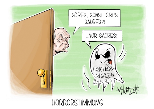 Cartoon: Horrorstimmung (medium) by Mirco Tomicek tagged landtagswahlen,hessen,bayern,wahlen,landtag,wahl,landtagswahl,spd,grüne,fdp,ampel,koalition,ampelregierung,ampelkoalition,afd,rechtsruck,wahlergebnisse,hochrechnung,halloween,olaf,scholz,karikatur,pressekarikatur,cartoon,mirco,tomicek,landtagswahlen,hessen,bayern,wahlen,landtag,wahl,landtagswahl,spd,grüne,fdp,ampel,koalition,ampelregierung,ampelkoalition,afd,rechtsruck,wahlergebnisse,hochrechnung,halloween,olaf,scholz,karikatur,pressekarikatur,cartoon,mirco,tomicek