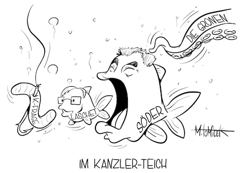 Cartoon: Im Kanzler-Teich (medium) by Mirco Tomicek tagged cdu,csu,union,abgeordnete,sprechen,markus,söder,kanzlerkandidat,kanzler,frage,kanzlerfrage,kanzleramt,armin,laschet,umfrage,werte,umfragewerte,zustimmung,zustimmungswerte,chef,führung,minister,angela,merkel,kanzlerin,die,grünen,politik,deutschland,corona,maßnahmen,cartoon,karikatur,mirco,tomicek,cdu,csu,union,abgeordnete,sprechen,markus,söder,kanzlerkandidat,kanzler,frage,kanzlerfrage,kanzleramt,armin,laschet,umfrage,werte,umfragewerte,zustimmung,zustimmungswerte,chef,führung,minister,angela,merkel,kanzlerin,die,grünen,politik,deutschland,corona,maßnahmen,cartoon,karikatur,mirco,tomicek